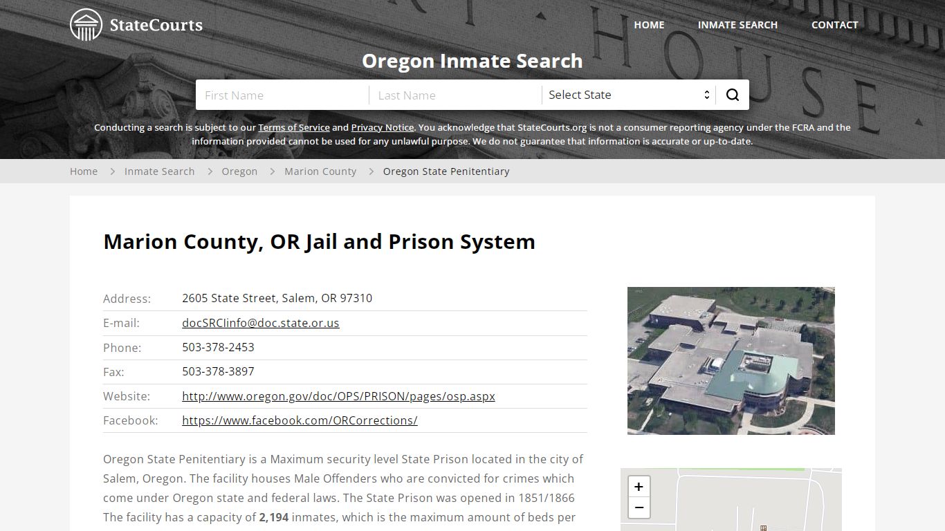 Oregon State Penitentiary Inmate Records Search, Oregon ...